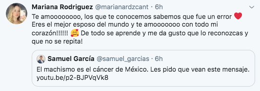 Mariana Rodríguez clasificó al senador Samuel García como "el mejor esposo del mundo" (Foto: Twitter)
